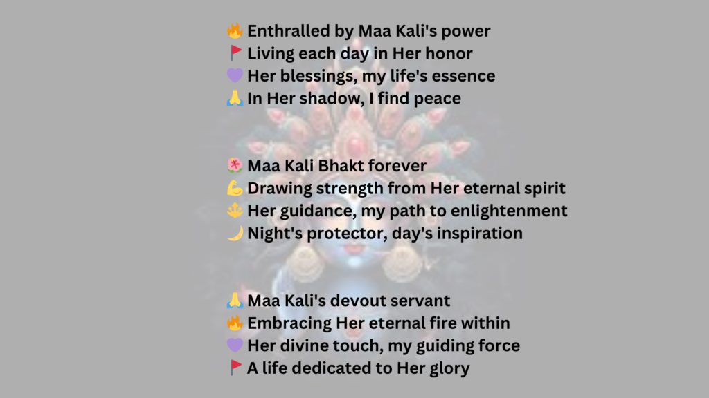 Maa Kali Bio For Instagram with a symbol